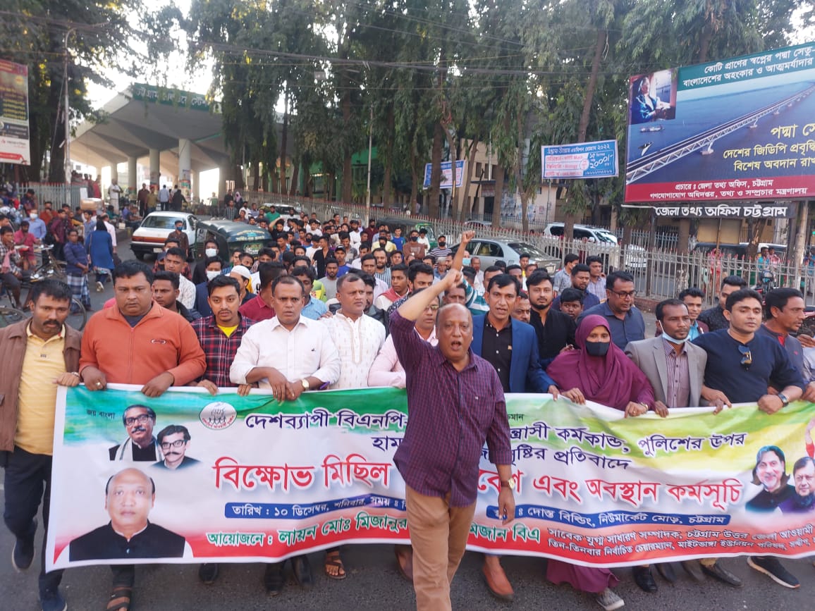 বিএনপির নৈরাজ্য, তাণ্ডবের প্রতিবাদে যুবলীগের বিক্ষোভ মিছিল