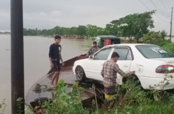 পানির নিচে সুনামগঞ্জ-তাহিরপুর সড়ক: নিম্নাঞ্চল প্লাবিত হওয়ার শঙ্কা