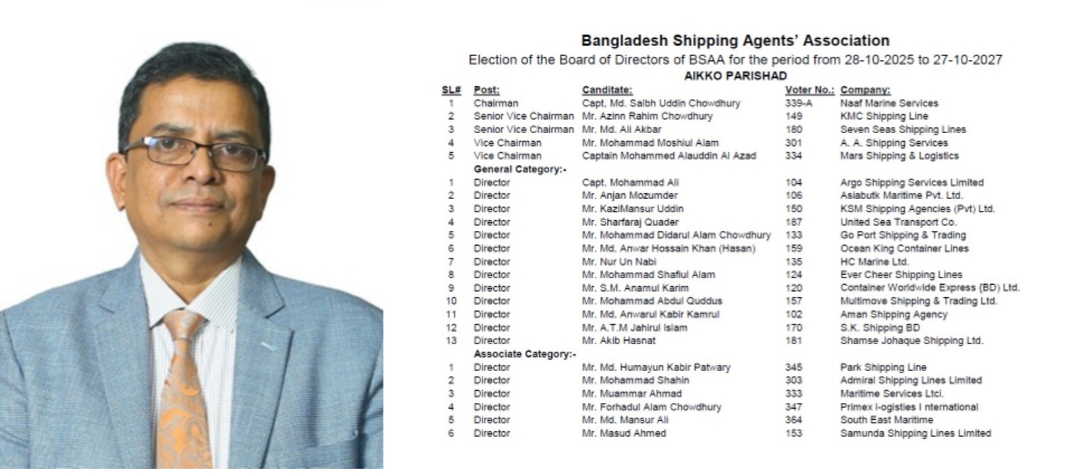 বাংলাদেশ শিপিং এজেন্টস অ্যাসোসিয়েশন নির্বাচনে পরিবর্তনের স্রোত  