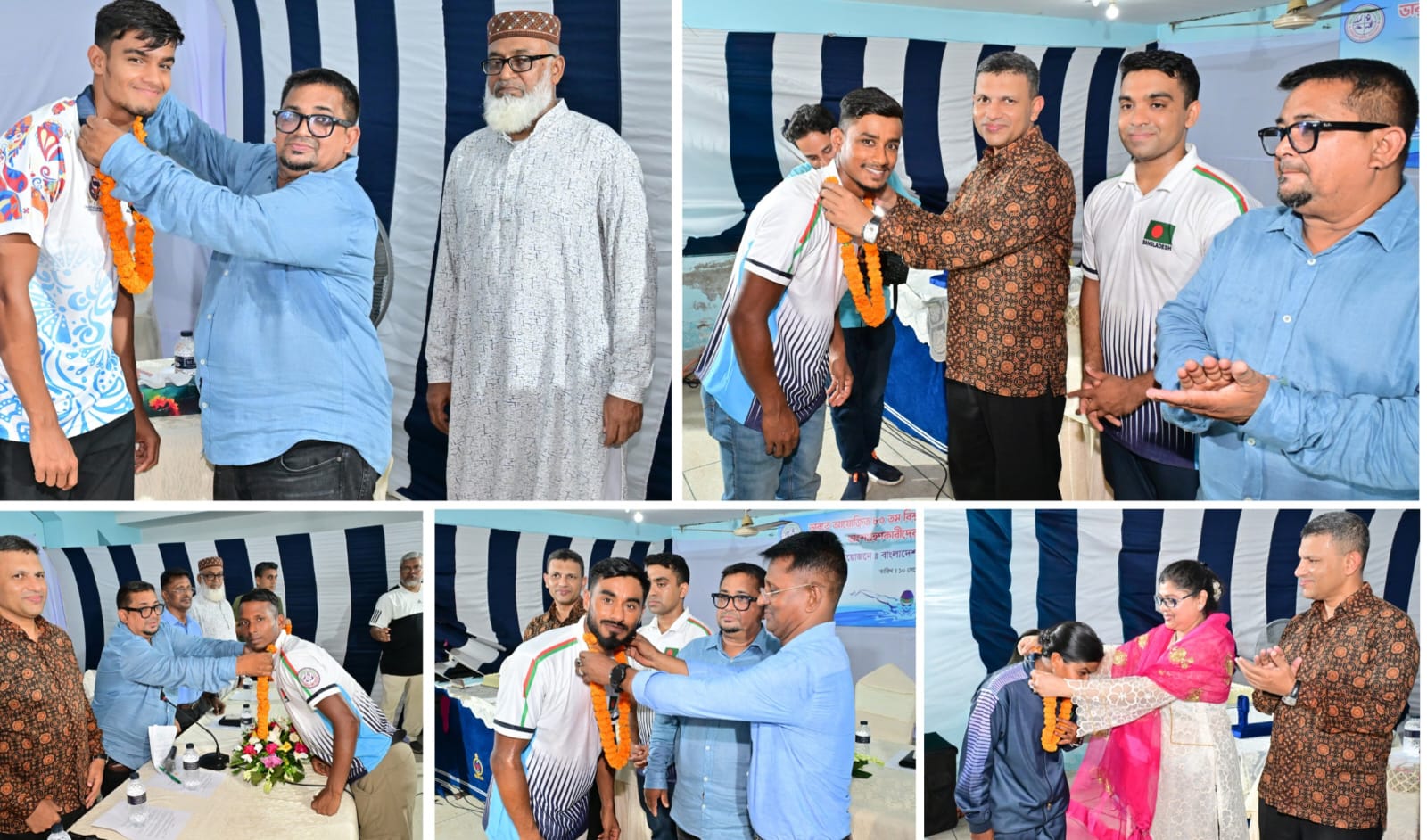 বিশ্ব দূরপাল্লা সাঁতারে পদকজয়ী সাঁতারুদের সংবর্ধনা প্রদান*