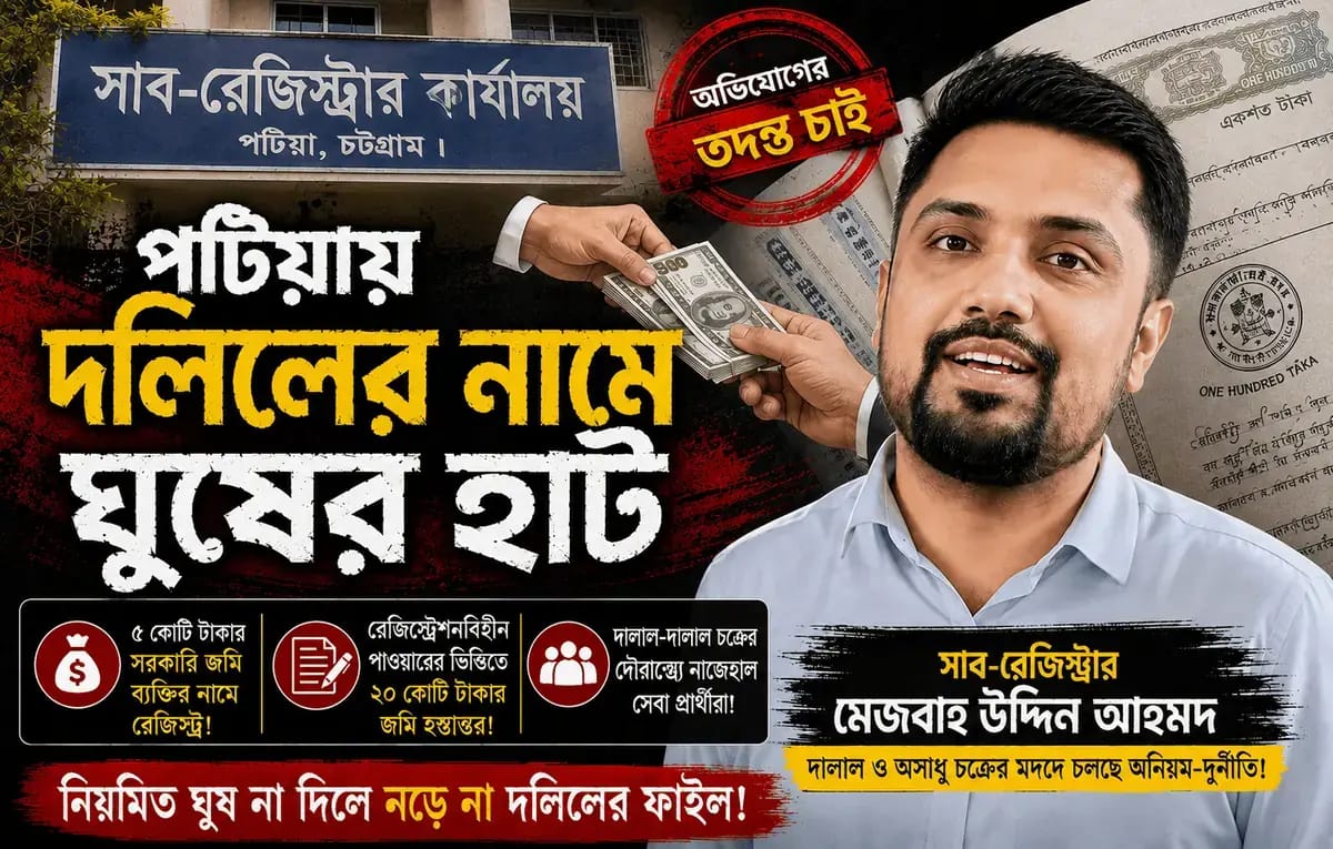 পটিয়া ও কর্ণফুলীতে সাব-রেজিস্ট্রারের বিরুদ্ধে মনগড়া অফিস ও অনিয়মের অভিযোগ